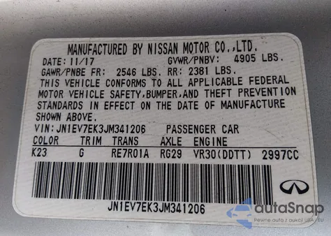 2018 Infiniti Q60 3.0T Luxe from USA, damaged, VIN JN1EV7EK3JM341206